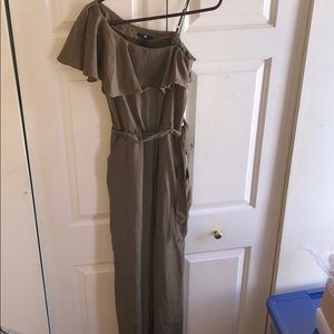 Olive one shoulder jumpsuit